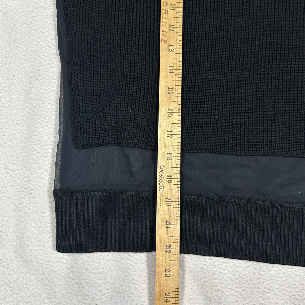 Rag & Bone Sweater Womens Medium Black Merino Wool Silk Sheer Panel Ribbed Knit - Picture 5 of 5
